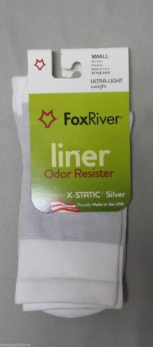 Fox River 4101 X-Static Silver Socks Ultra-Lightweight Crew Liner Sock White M