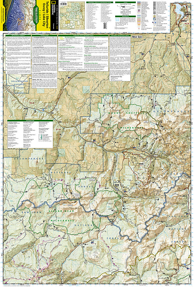 National Geographic Trails Illustrated CO Colo Telluride Silverton Ouray Map TI00000141