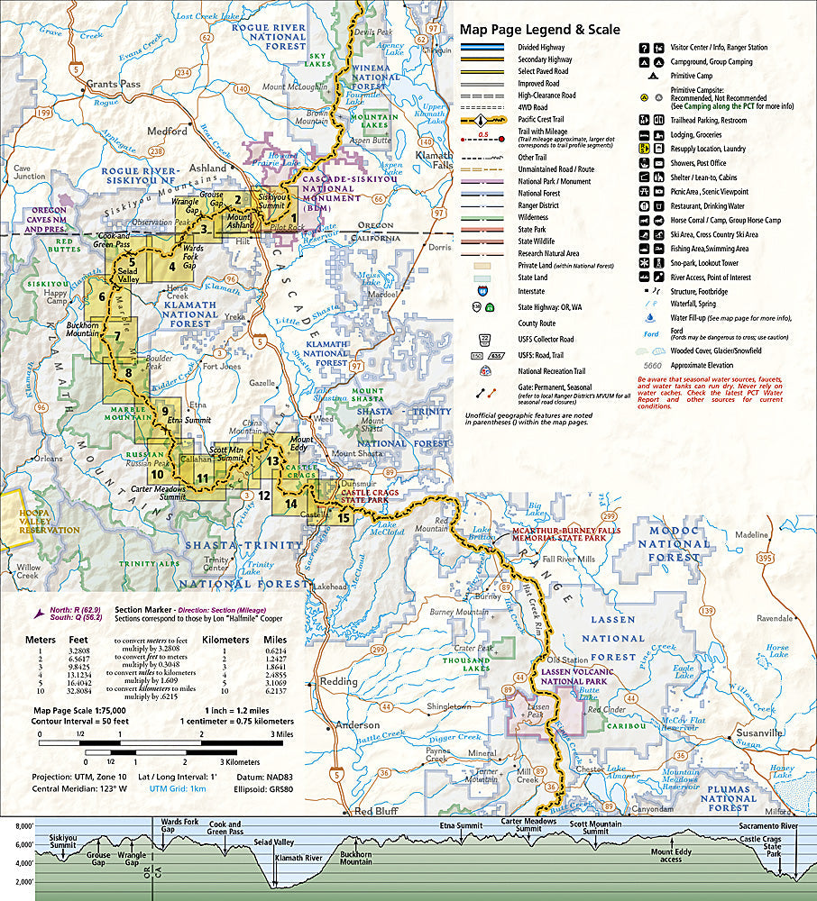 National Geographic TI Pacific Crest Trail CA Klamath Mtns Topographic Map Guide TI00001006
