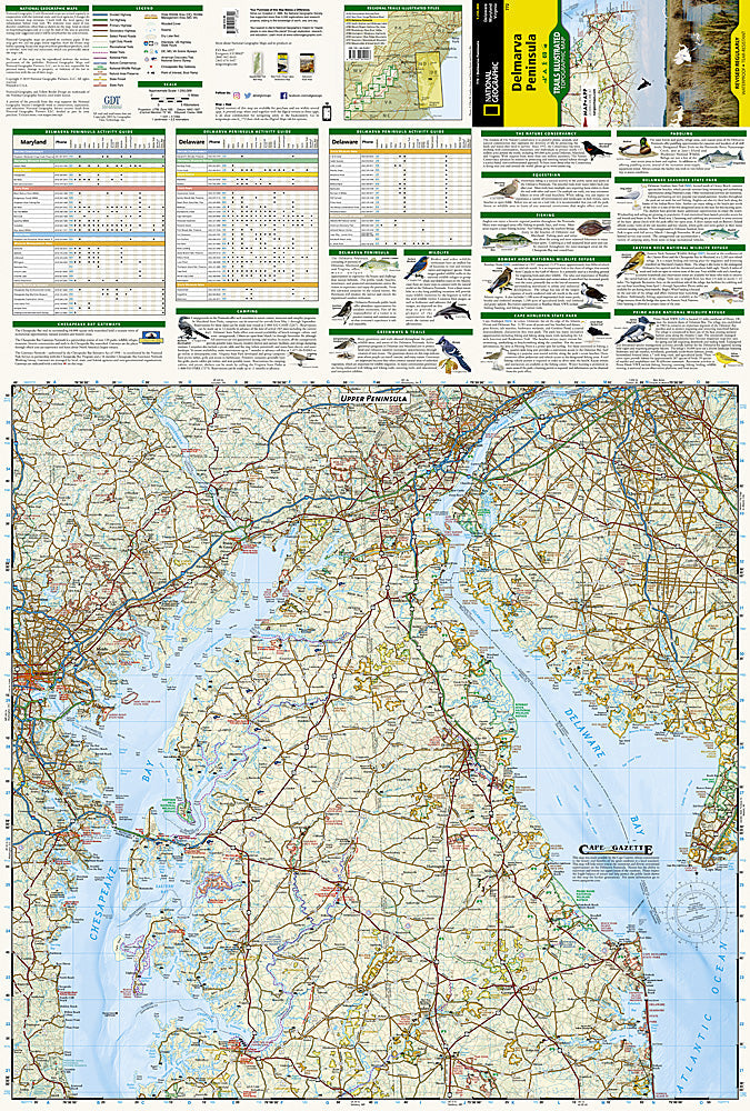 National Geographic Trails Illustrated DE MA VA Delmarva Peninsula Trail Map TI00000772