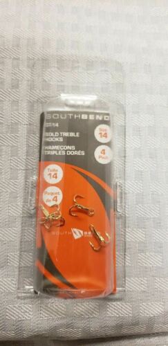 South Bend Fishing Extra Sharp Gold Treble Hooks 4-Pack--Freshwater / Saltwater