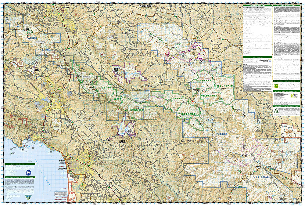 National Geographic Trails Illustrated CA Los Padres Natl Forest West Map TI00000813