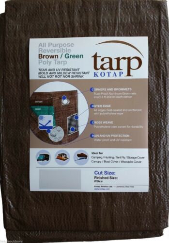 Kotap 6' X 8' Reversible Brown/Green Waterproof Poly Tarp UV Resistant