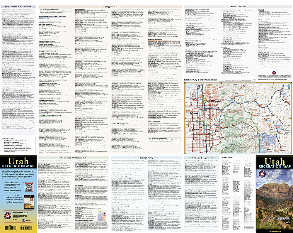 National Geographic Benchmark Utah UT Recreation Map BE0BENUTRM