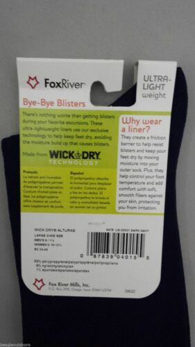 Fox River 4478 Wick Dry Alturas Socks Ultra-Lightweight Crew Liner Sock Blue S