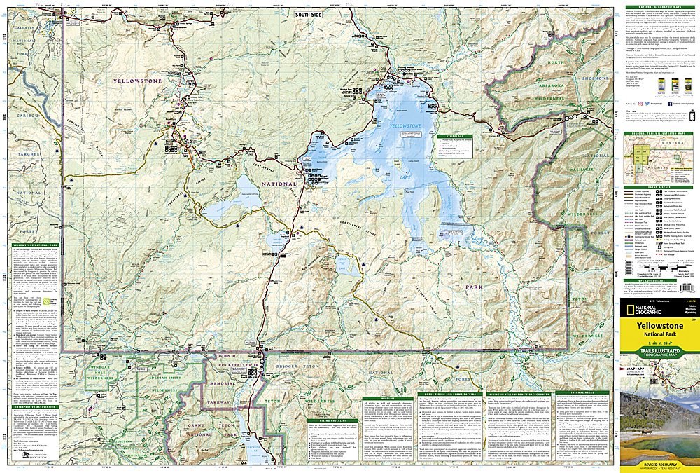 National Geographic Trails Illustrated Wyoming Yellowstone National Park Map 201