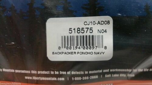 Liberty Mountain Nylon Backpacker Poncho w/Hood & Backpack Extension Navy Blue