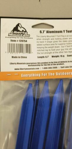 Liberty Mountain Blue Anodized Aluminum 6.7" Y Tent Pegs / Stakes 6-Pack