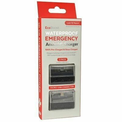 ECOXGEAR EcoBoost Micro-USB Cell Phone/Android Charger w/10-Year Battery 2-Pack