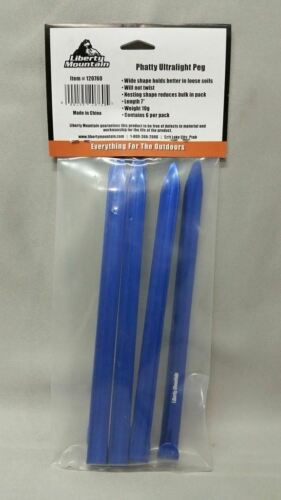Liberty Mountain Phatty Ultralight Hard Anodized Blue Tent Stakes Peg 6-Pack