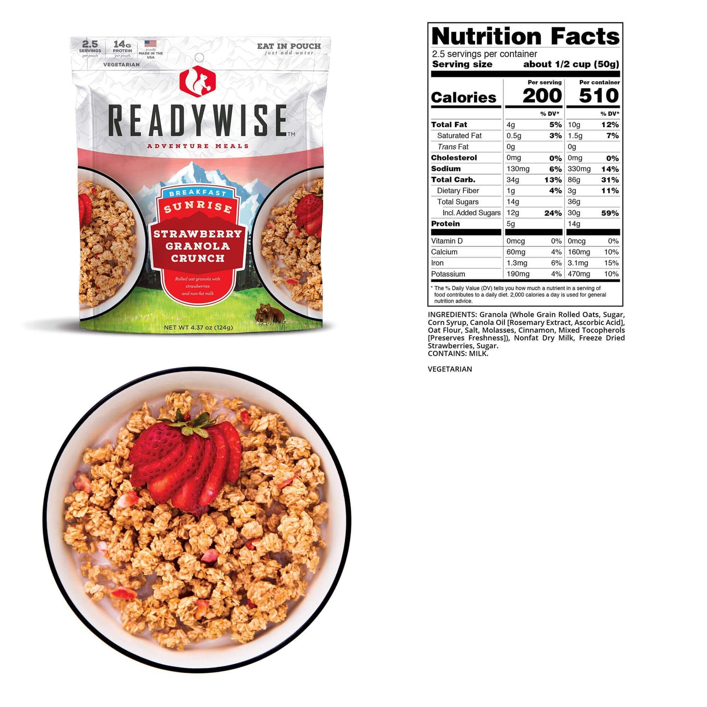 ReadyWise Sunrise Strawberry Granola Crunch 2.5 Servings