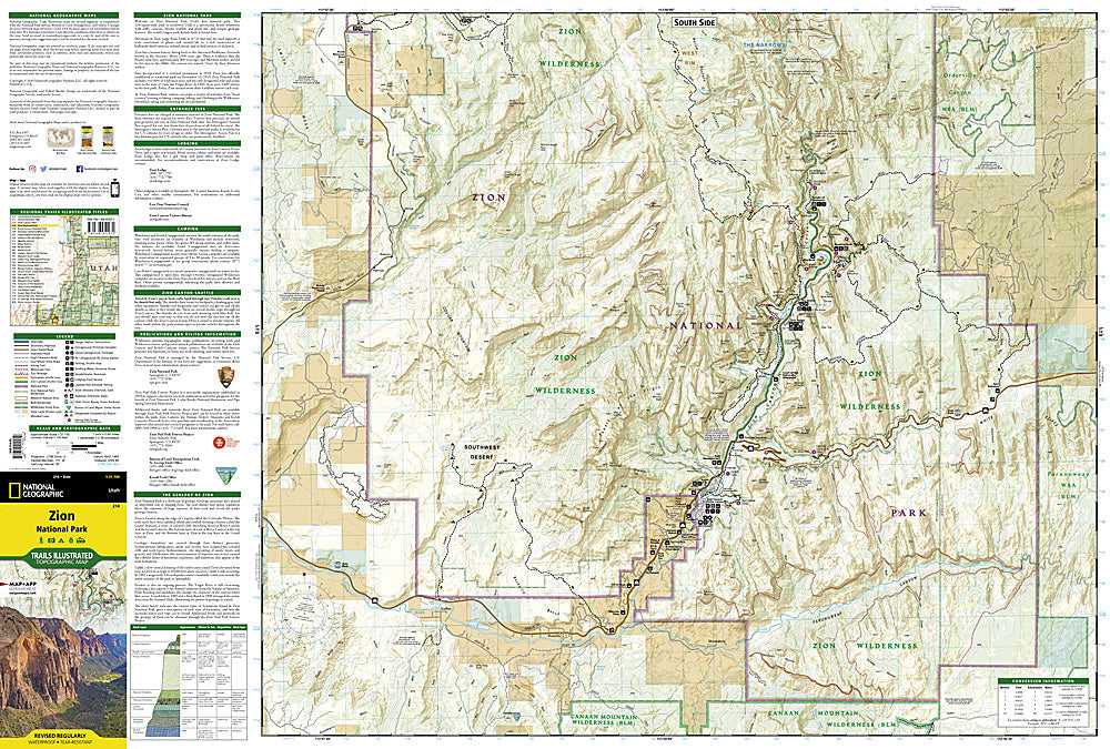 National Geographic Trails Illustrated Utah Zion National Park Map TI00000214
