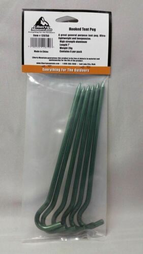 Liberty Mountain Ultralight Hard Anodized Aluminum Hook Stakes Green 6-Pack