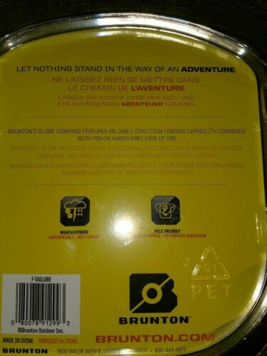 Brunton Tag-Along Globe Compass Liquid Filled Pin-On Compass F-TAGLOBE
