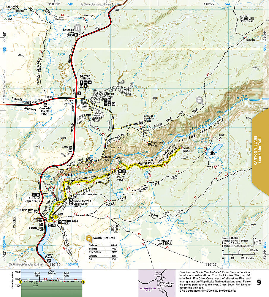 National Geographic TI Yellowstone National Park Day Hikes Topographic Map Guide TI00001705