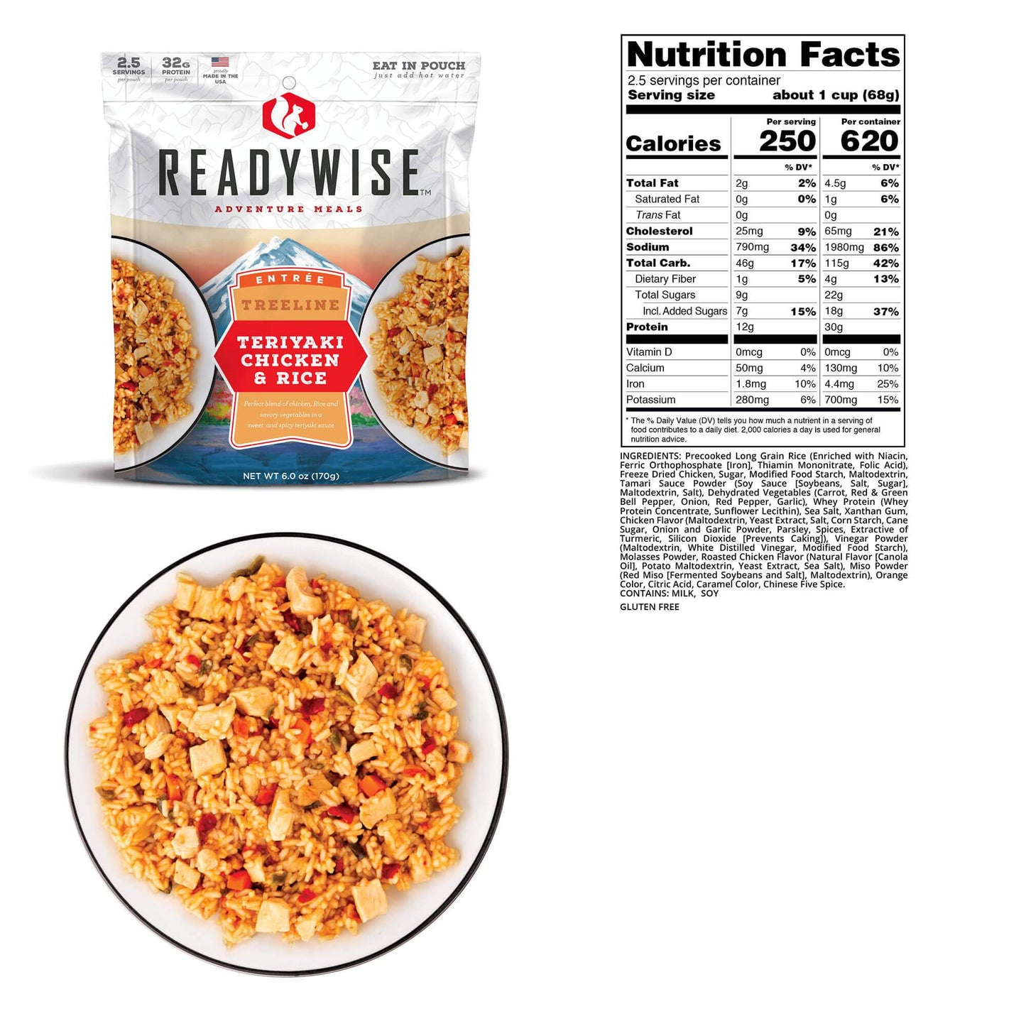 ReadyWise Treeline Teriyaki Chicken & Rice 2.5 Servings