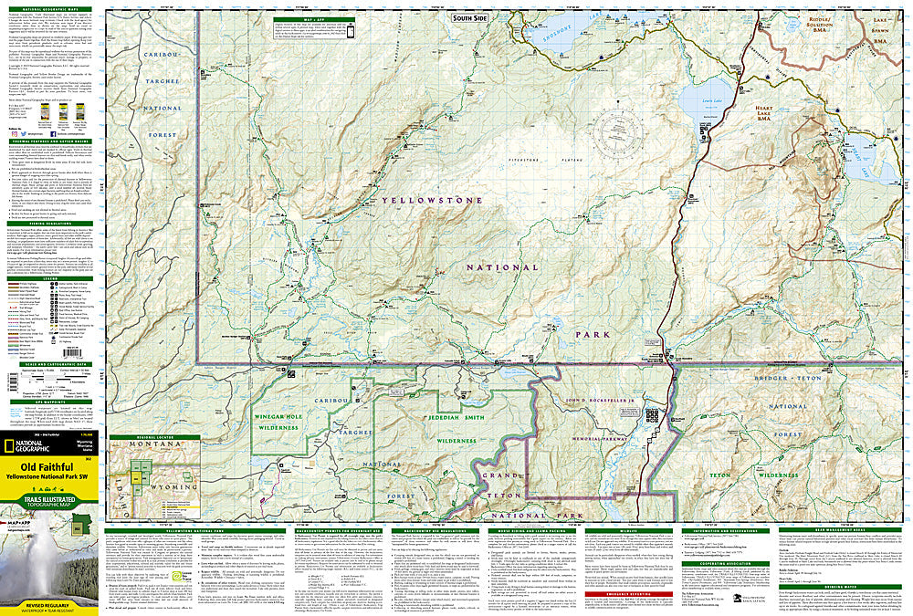 National Geographic Trails Illustrated WY SW Yellowstone Old Faithful Map TI00000302