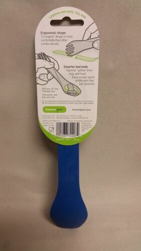 Human Gear GoBites Uno Spoon/Fork Combo Utensil Blue - Sturdy BPA-Free Nylon