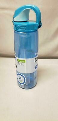 Nalgene On The Fly 24oz Water Bottle Clear Blue w/Glacial Blue OTF Cap--BPA Free