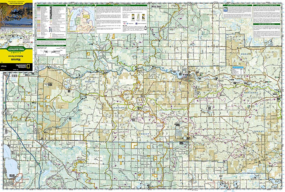 National Geographic Trails Illustrated Michigan Huron National Forest Map TI00000757