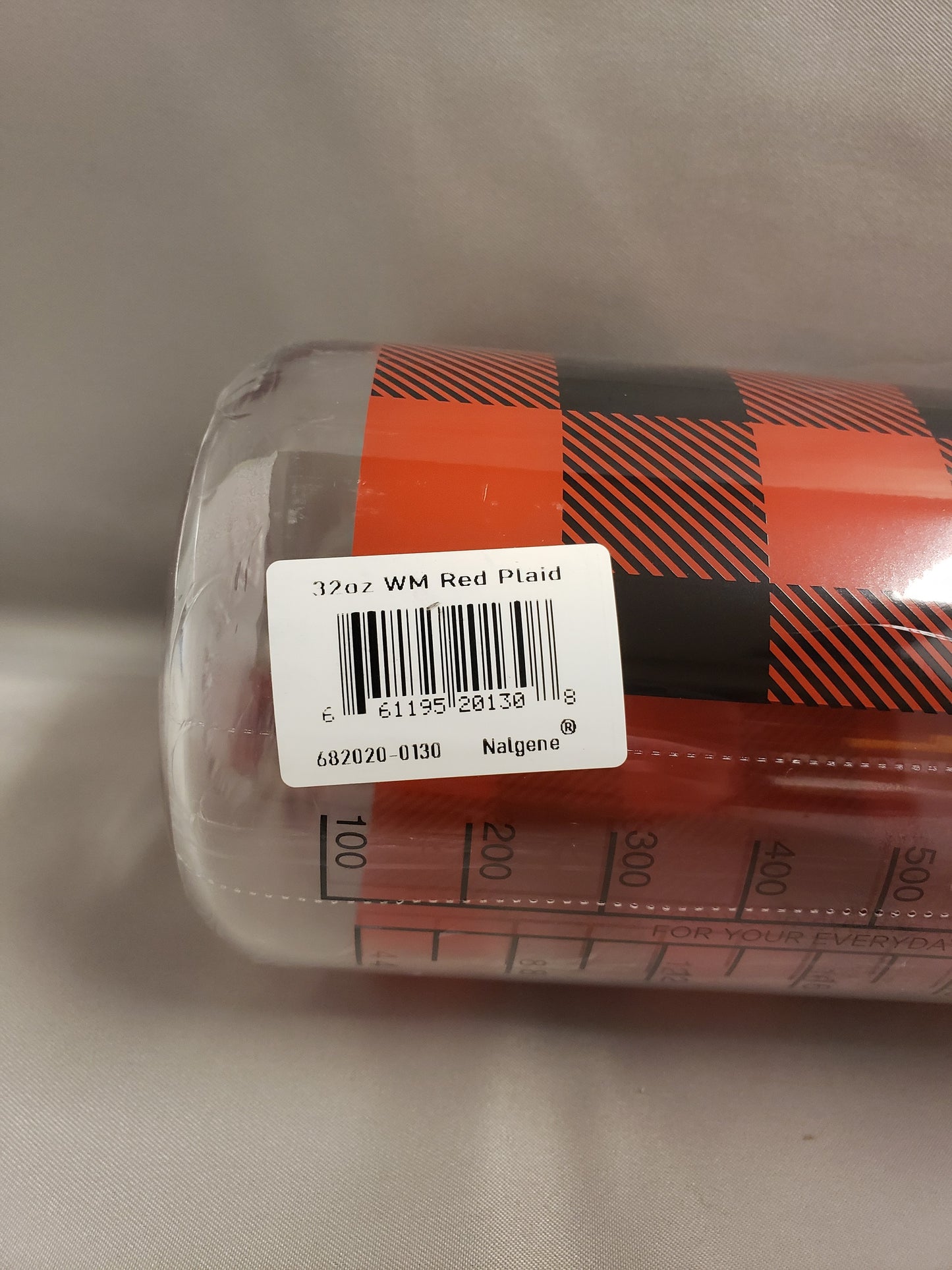 Nalgene Wide Mouth 32oz Bottle Red Plaid with Black Cap