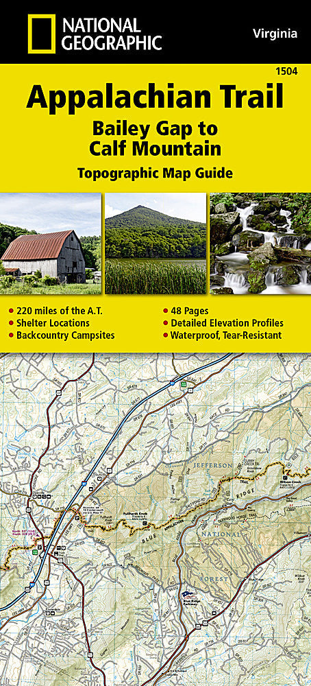 National Geographic Appalachian Trail Map Guide VA Bailey Gap to Calf Mtn TI00001504