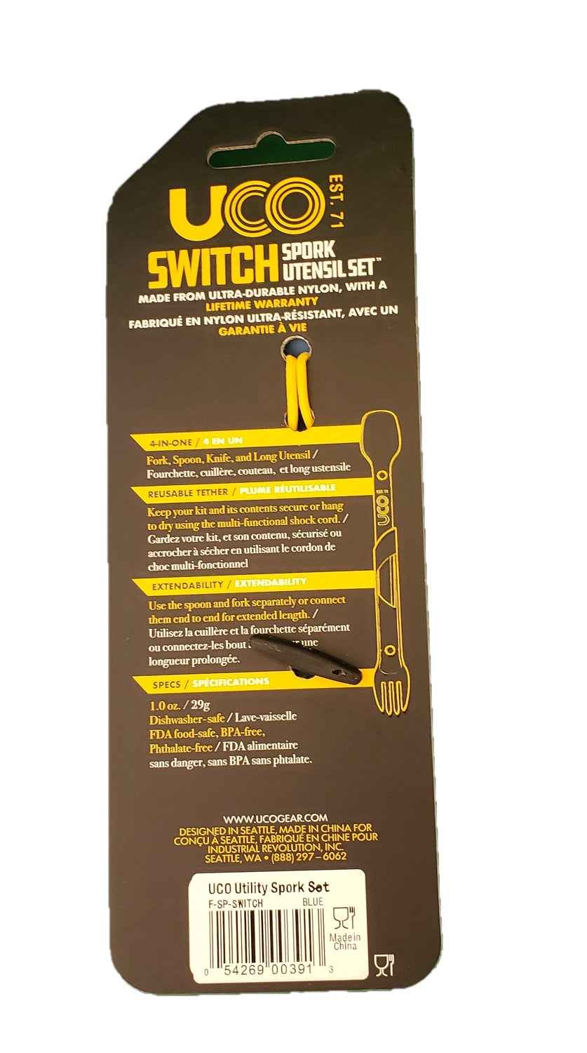 UCO Switch Spork Utensil Set w/Tether Classic Blue (Blue/Teal) F-SP-SWITCH