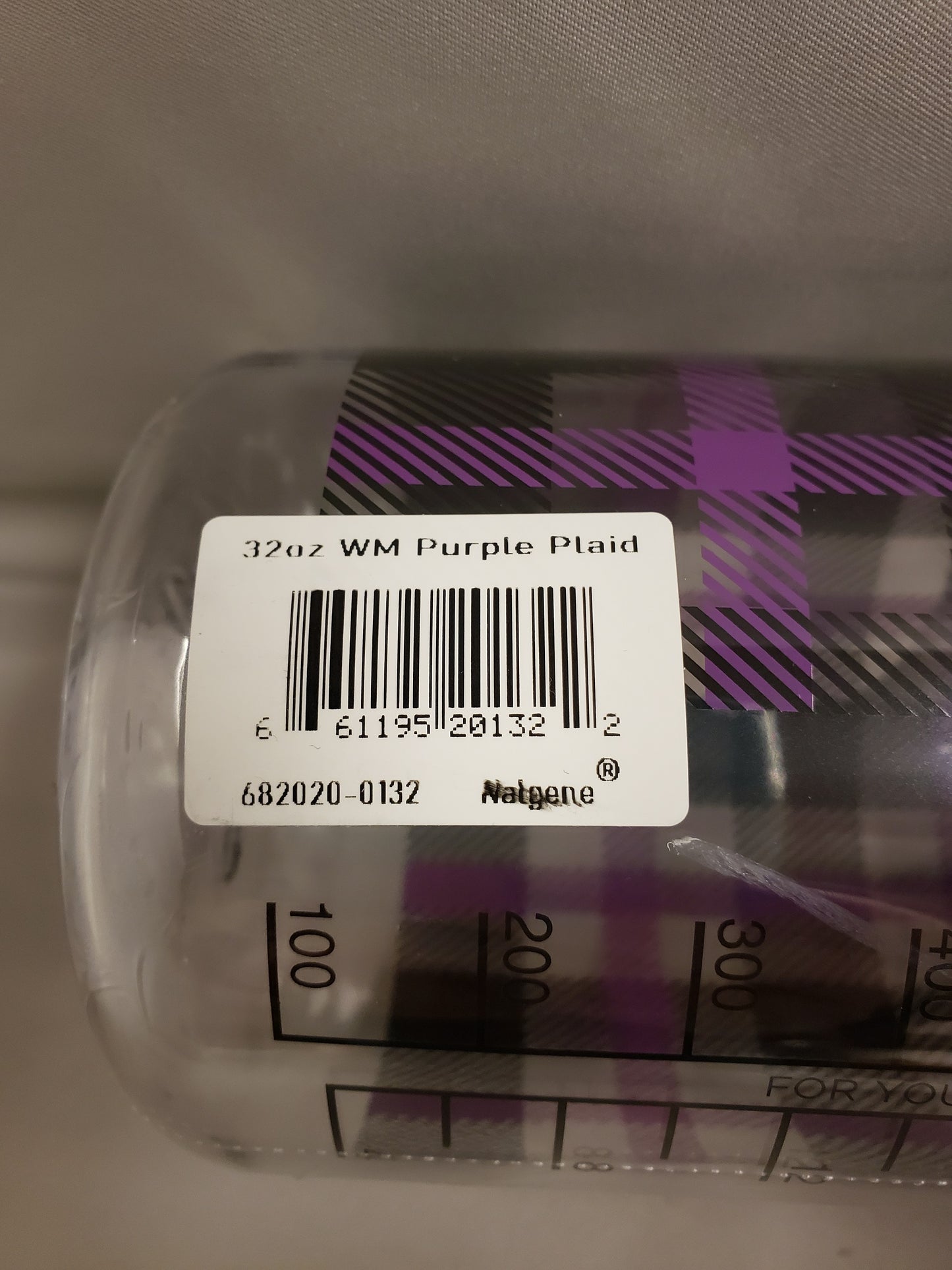 Nalgene Wide Mouth 32oz Bottle Purple Plaid with Black Cap