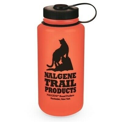 Nalgene Wide Mouth 32oz BPA Free HDPE Loop Top Water Bottle Red w/Black Lid