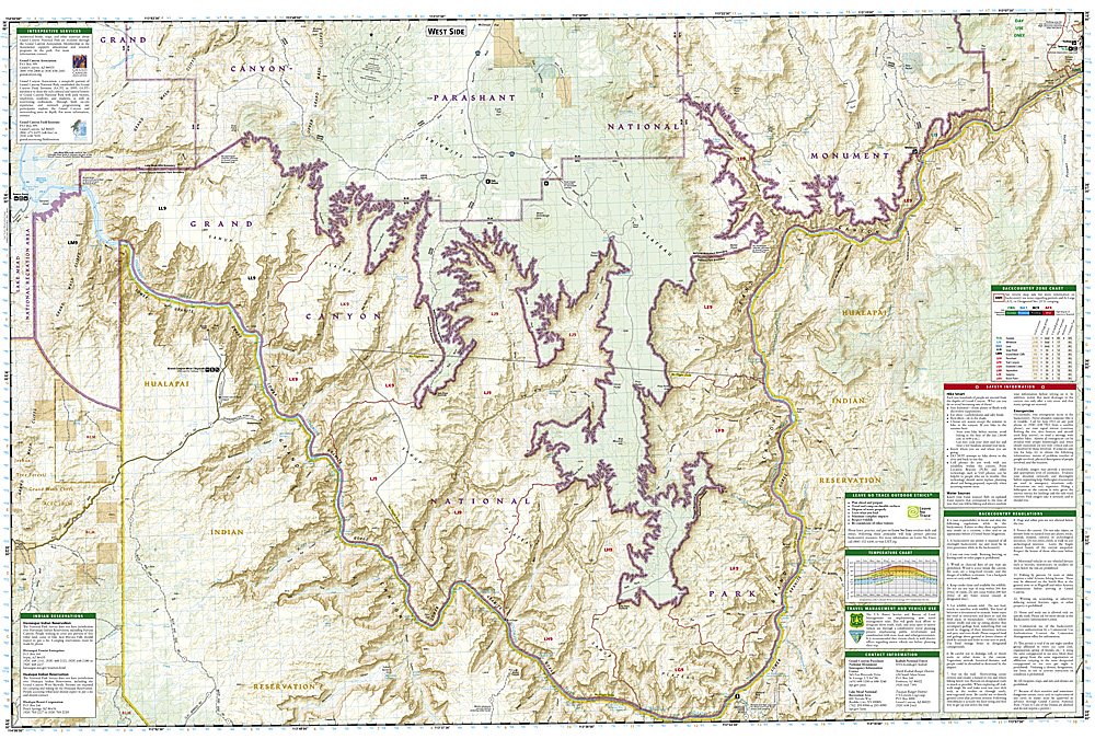 National Geographic Trails Illustrated AZ Grand Canyon National Park W Map TI00000263