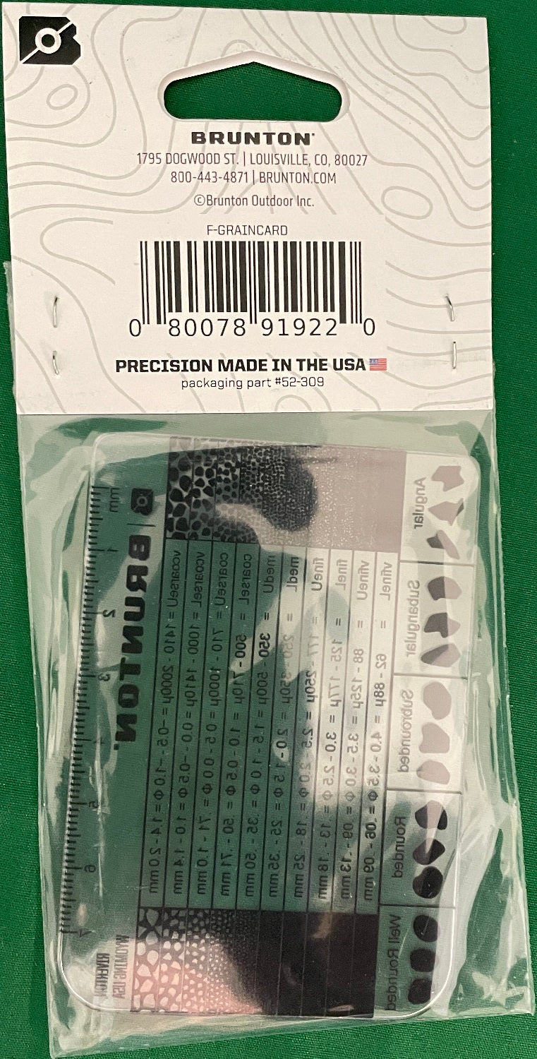 Brunton Grain Size Card Geology Reference Tool F-GRAINCARD
