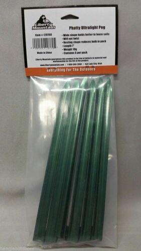 Liberty Mountain Phatty Tent Stakes Green Hard Anodized Aluminum Peg 6-Pack