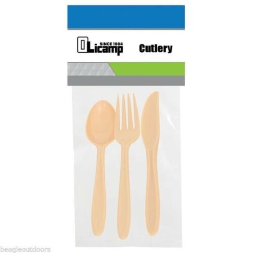Olicamp Tan Cutlery Fork, Knife and Spoon 3-Piece Set