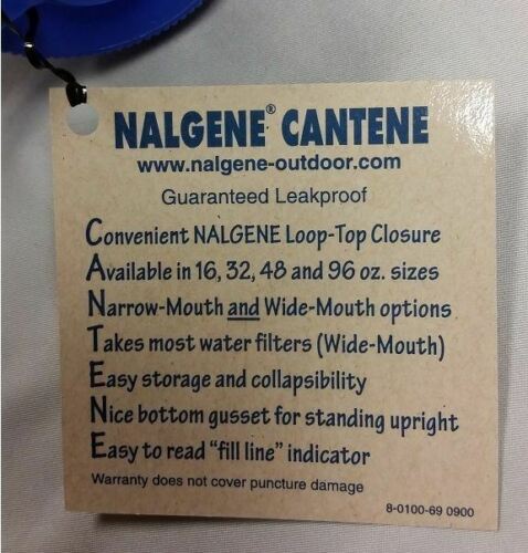 Nalgene Cantene Wide Mouth Loop-Top 96oz Water Bottle Flexible Storage Canteen