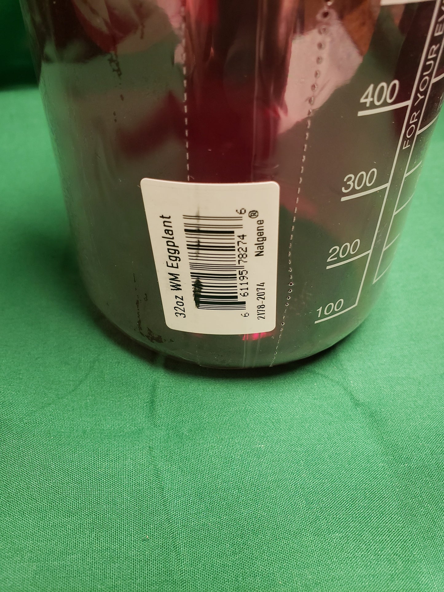 Nalgene Wide Mouth 32oz Bottle Eggplant Purple with Aqua Cap