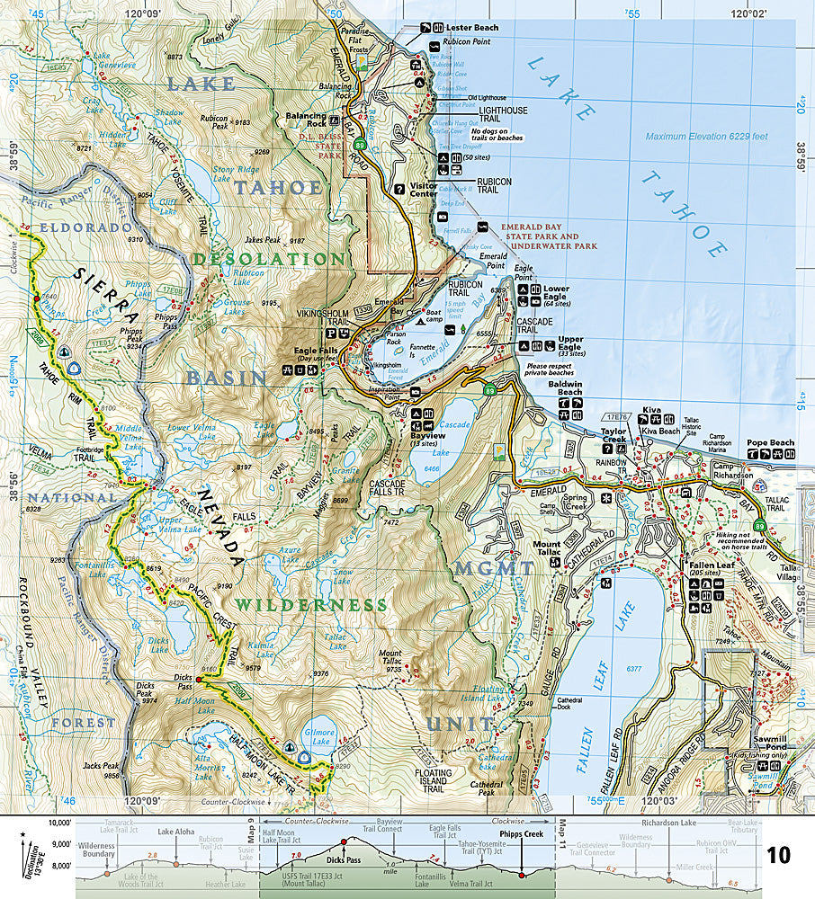 National Geographic TI Tahoe Rim Trail Topographic Map Guide TI00001013