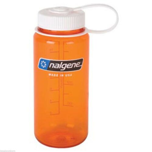 Nalgene Wide Mouth 16oz BPA Free Tritan Water Bottle Clear Orange w/White Lid
