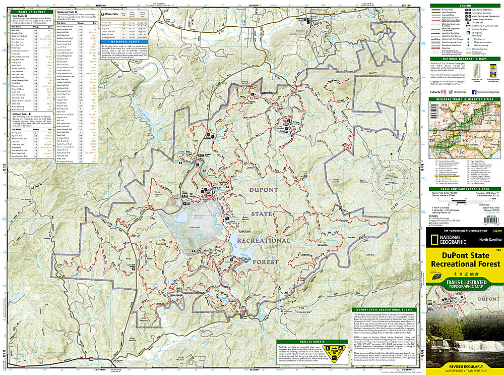 National Geographic Trails Illustrated NC DuPont State Rec Forest Topo Map TI00000504