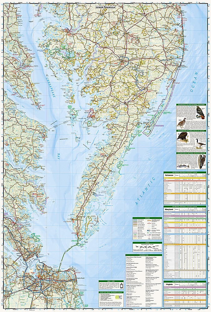 National Geographic Trails Illustrated DE MA VA Delmarva Peninsula Trail Map TI00000772