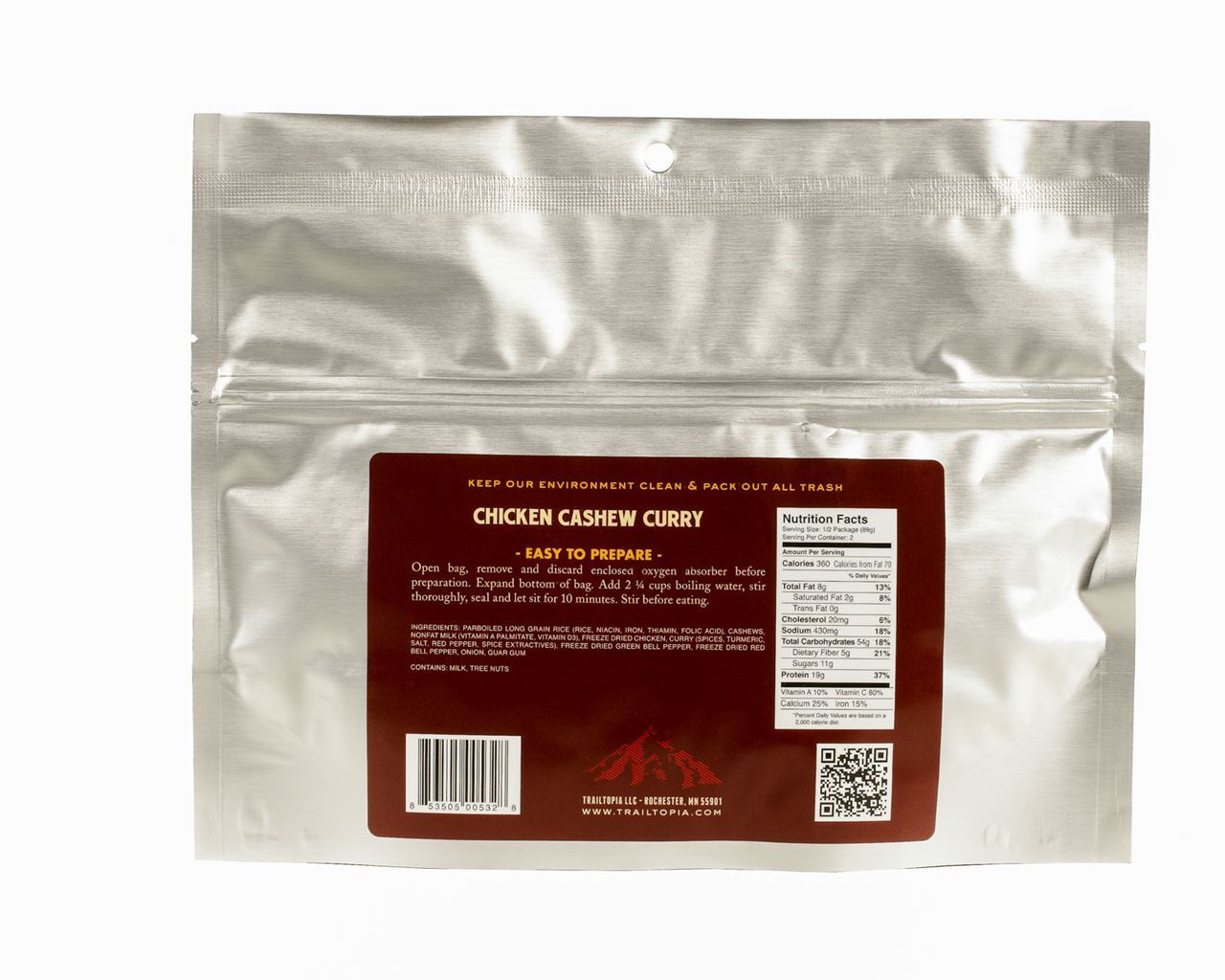 Trailtopia Chicken Cashew Curry 2 Serving
