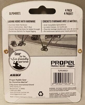 Shoreline Marine Propel Paddle Gear Kayak Lashing Hooks Kit 4-Pack w/Hardware