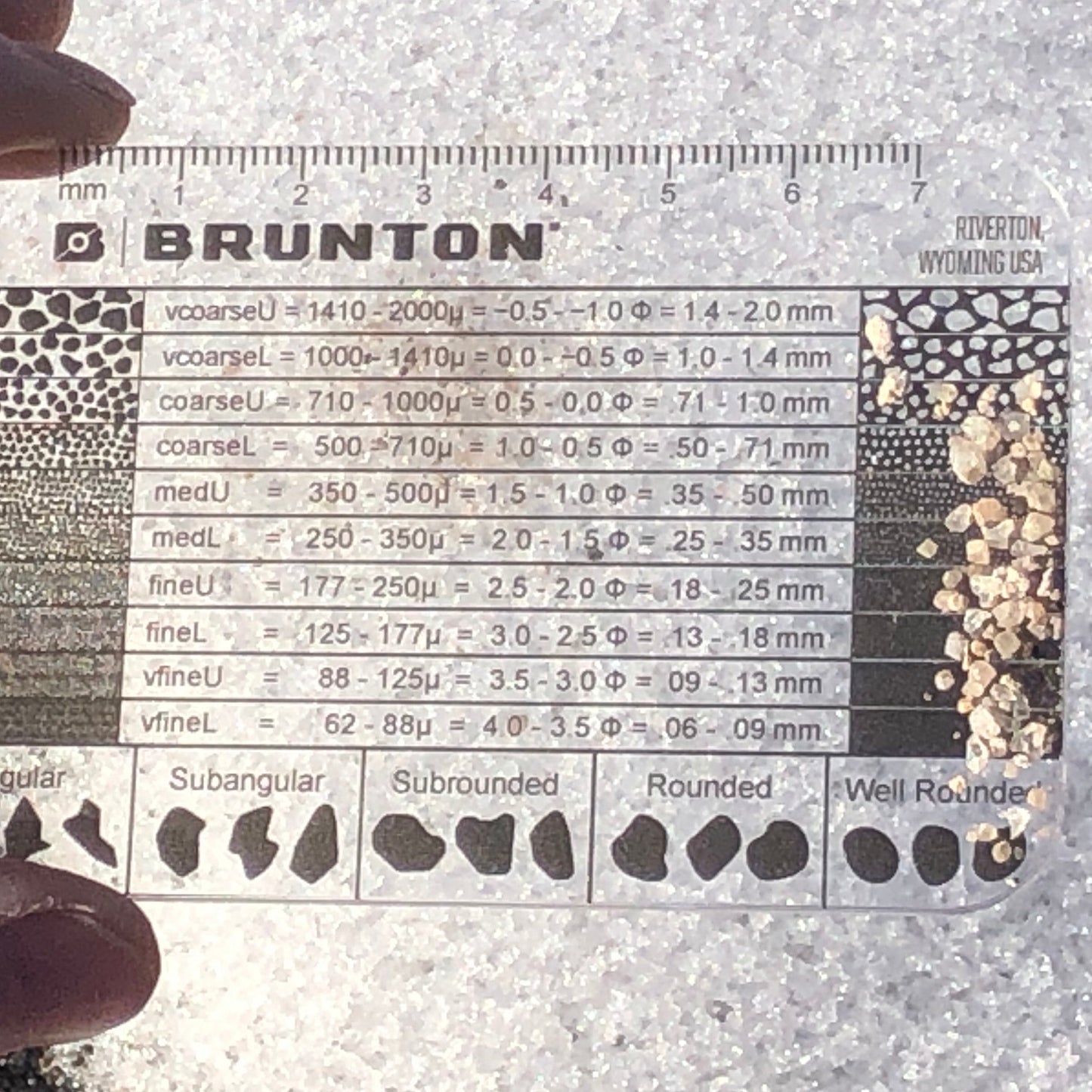 Brunton Grain Size Card Geology Reference Tool F-GRAINCARD