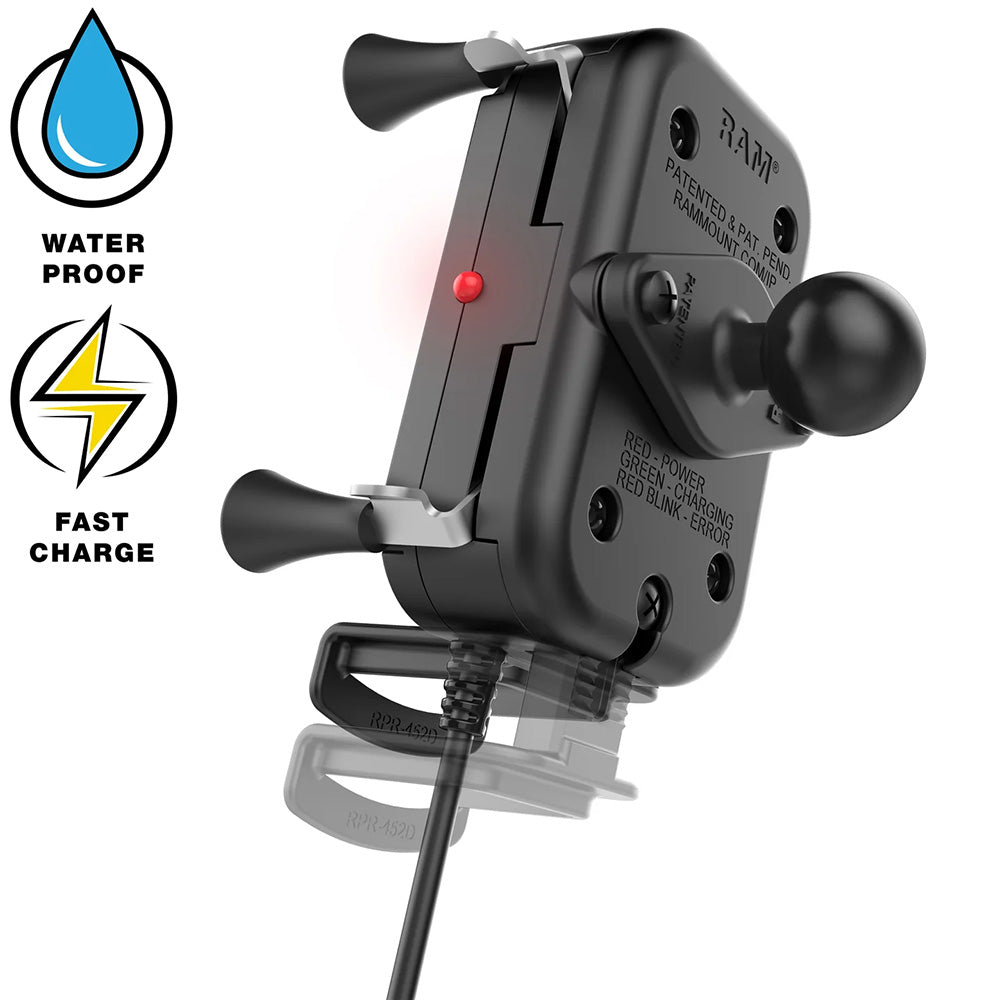 RAM Mount Tough-Charge 15W Waterproof Wireless Charging Motorcycle Mount [RAM-B-149Z-A-UN12W-V7M-1]