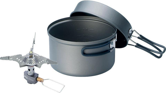 Kovea Solo Lite Hard Anodized Pot/Supalite Stove Set w/Fry Pan, Folding Handles