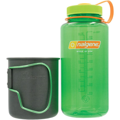 Olicamp Space Saver Mug Lime Green & Nalgene 32oz Wide Mouth Melon Ball Water Bottle Combo