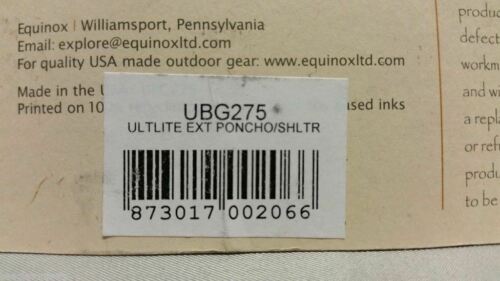 Equinox Terrapin Ultralite 1.1oz Sil-Nylon Rain Poncho w/Extension Assorted Colors 58"x104" UBG275