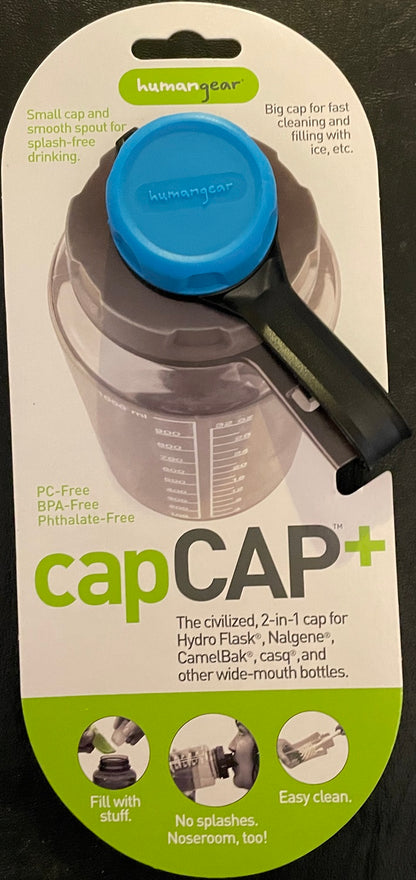 Human Gear CapCAP+ Narrow & Wide Mouth Bottle Cap Nalgene CamelBak Light Blue/Gray HG0520-LTBL