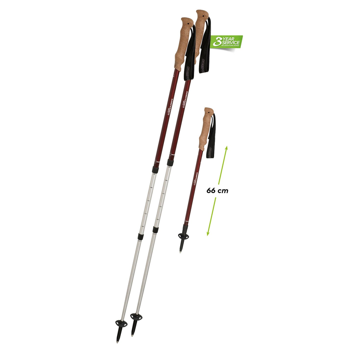 Komperdell Highlander Cork Telescopic Trekking Poles 1-Pair w/Straps & Baskets