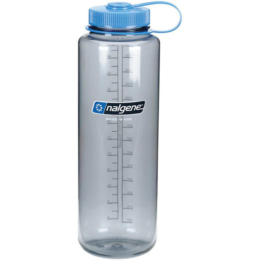 Nalgene Wide Mouth Sustain 48 oz Silo Bottle  Gray w/Blue Cap