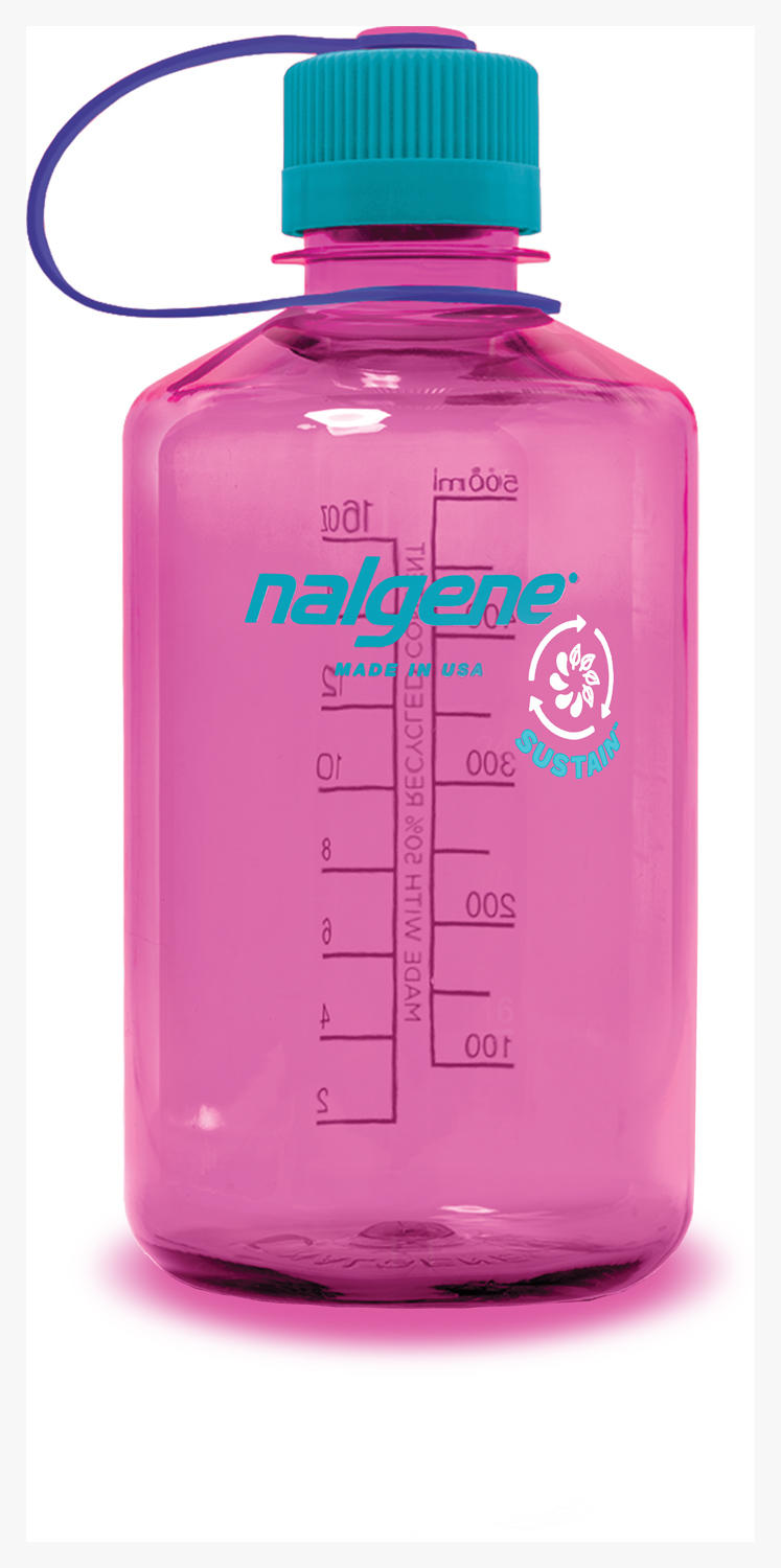 Nalgene Narrow Mouth Sustain 16 oz Bottle Electric Magenta w/Teal Cap